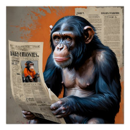 Crowned Chimp Royalty" - Fun Pop Kunst mit Farben Poster