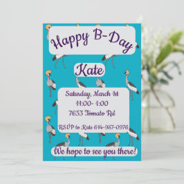 Crowned Cranes Happy Birthday Einladung