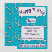 Crowned Cranes Happy Birthday Einladung (Vorne/Hinten)