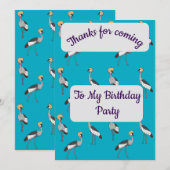 Crowned Cranes Thank you Card Einladung (Vorne/Hinten)