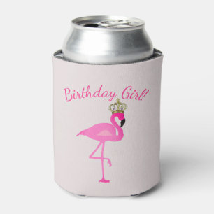 Crowned Flamingo Birthday Girl Can Cooler Dosenkühler