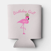 Crowned Flamingo Birthday Girl Can Cooler Dosenkühler (Rückseite)