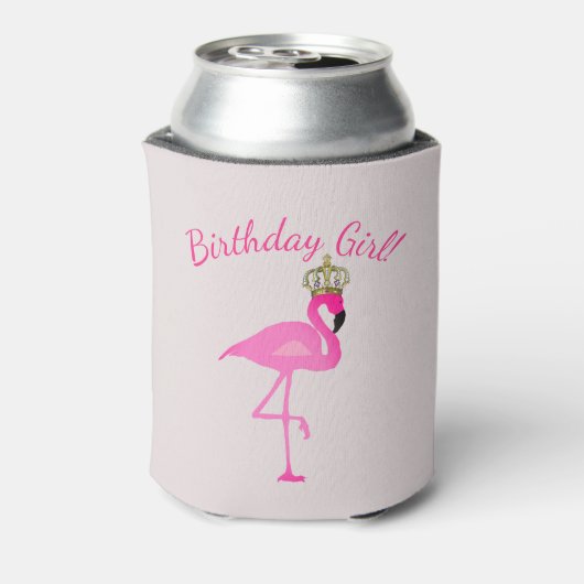 Crowned Flamingo Birthday Girl Can Cooler Dosenkühler (Kanne Rückseite)