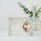 Crowned Heart Vintag Collage Postkarte (Stehend Vorderseite)