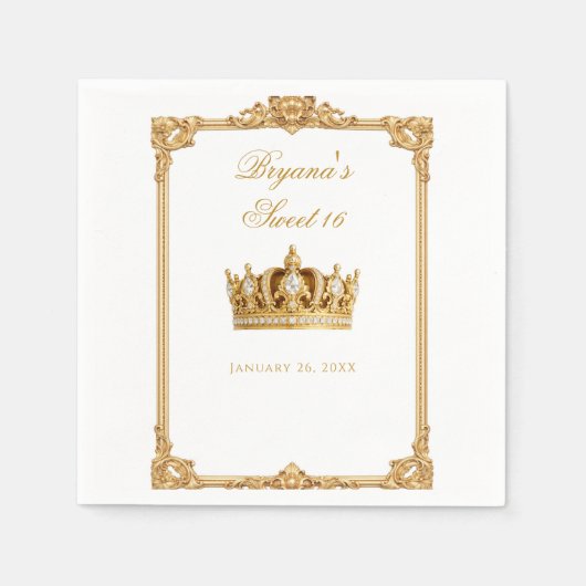 Crowned in Gold Royal Chair Birthday Party Serviette (Vorderseite)