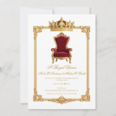 Crowned in Gold Royal Chair & Crown Wedding Einladung (Vorderseite)
