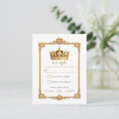 Crowned in Gold Royal Crown Elegant Wedding RSVP Einladung (Stehend Vorderseite)