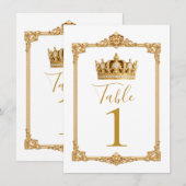 Crowned in Gold Royal Crown Table Number Einladung (Vorne/Hinten)