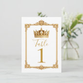 Crowned in Gold Royal Crown Table Number Einladung (Stehend Vorderseite)