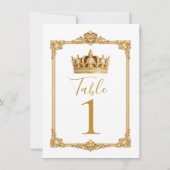 Crowned in Gold Royal Crown Table Number Einladung (Rückseite)