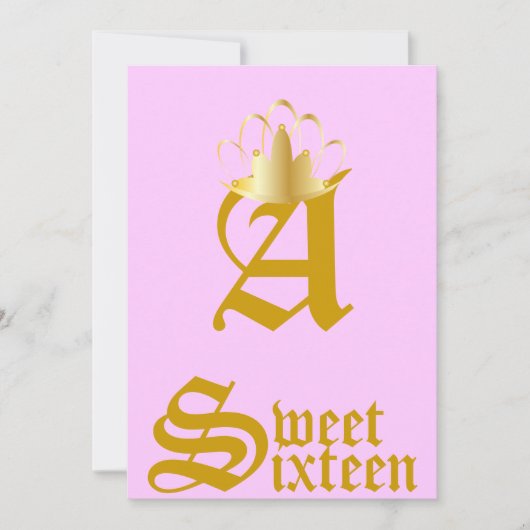 Crowned Monogram 16 . Geburtstag-Customize Einladung (Vorderseite)