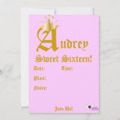 Crowned Monogram 16 . Geburtstag-Customize Einladung (Rückseite)