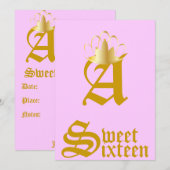 Crowned Monogram 16 . Geburtstag-Customize Einladung (Vorne/Hinten)