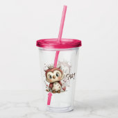 Crowned Owl with Floral Accents Acryltrinkbecher (Rückseite)