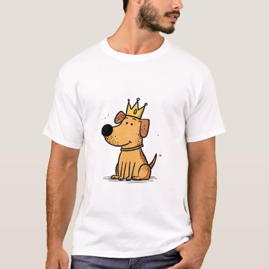 Crowned Pup – Cute Cartoon Dog King T-Shirt (Vorderseite)