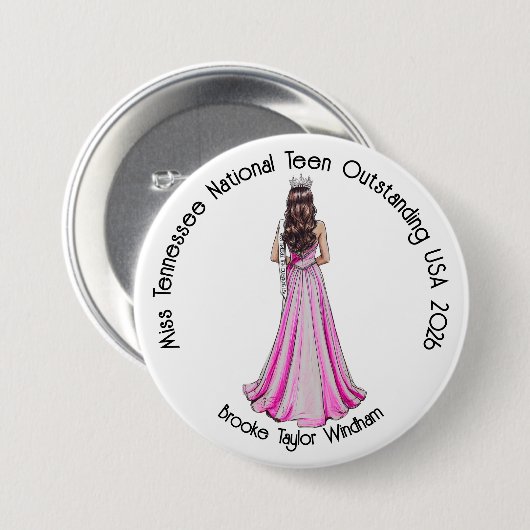 Crowned Queen Custom Pageant Button (Vorne & Hinten)