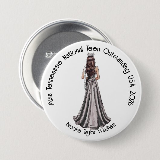 Crowned Queen Custom Pageant Button (Vorne & Hinten)