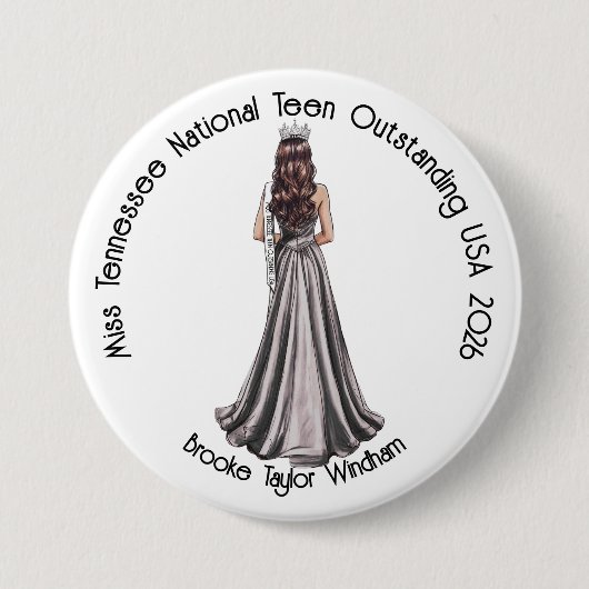 Crowned Queen Custom Pageant Button (Vorderseite)