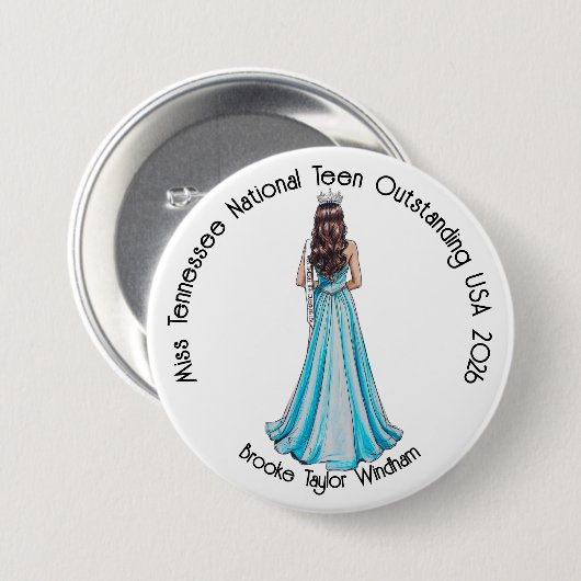 Crowned Queen Custom Pageant Button (Vorne & Hinten)