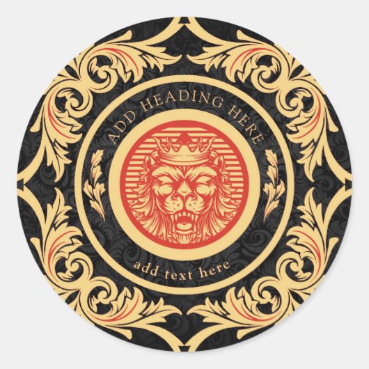 Crowned Royal Lion Monogram Classic Round Sticker (Vorderseite)