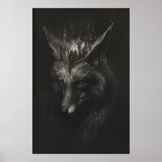 Crowned Silver Fox Art Printable, Wild Animal Wall Poster (Vorne)