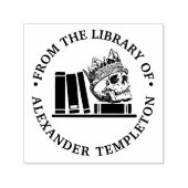 Crowned Skull Books on Shelf Library Name Monogram Permastempel (Design)