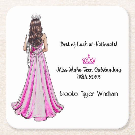 Crowning Queens Pageant Send-off Party Coaster Rechteckiger Pappuntersetzer (Vorderseite)