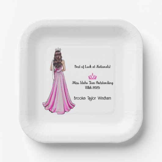 Crowning Queens Pageant Send-off Party Plates Pappteller (Vorderseite)
