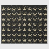 Crowns Glitzer Black Funkelnd Gold Champaigne Imit Geschenkpapier (Flach)