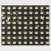 Crowns Glitzer Black Funkelnd Gold Champaigne Lux Geschenkpapier (Flach)