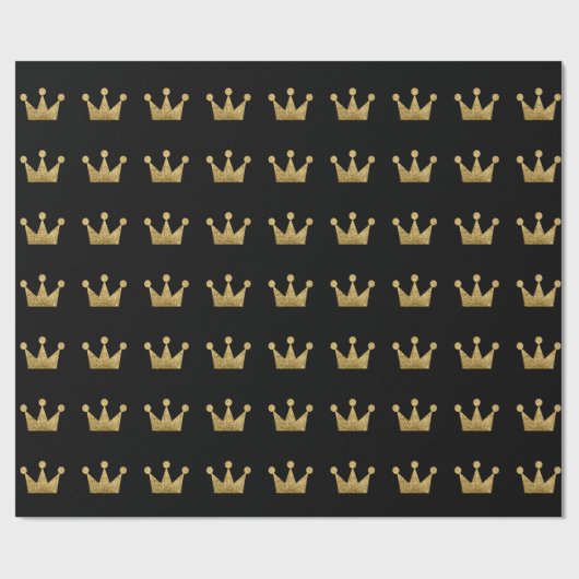 Crowns Glitzer Black Gold Abschluss VIP Geschenkpapier (Flach)