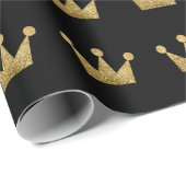 Crowns Glitzer Black Gold Abschluss VIP Geschenkpapier (Rolleneckpunkt)