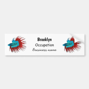 Crowntail betta fish cartoon illustration autoaufkleber