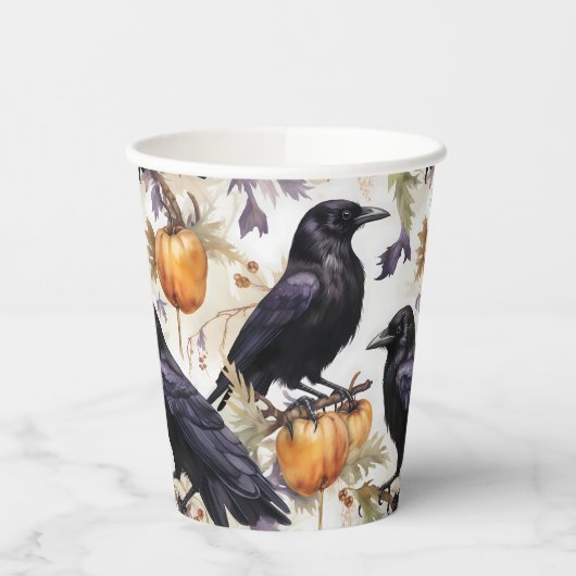 Crows and Pumpkin Custom Halloween Paper Cups Pappbecher (Links)