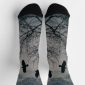 Crows and Trees Silhouette Gotische Grunge Landsch Socken (Oben)