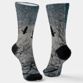 Crows and Trees Silhouette Gotische Grunge Landsch Socken (Gewinkelt)