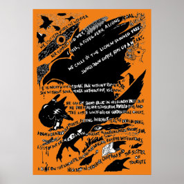 Crows at Lochranza poster (orange)