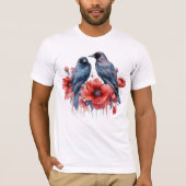 Crows Bird Crow Lover Blume T-Shirt (Vorderseite)