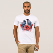 Crows Bird Crow Lover Blume T-Shirt (Vorne ganz)