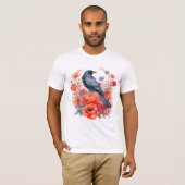 Crows Bird Crow Lover Blume T-Shirt (Vorne ganz)