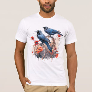 Crows Bird Crow Lover Blume T-Shirt
