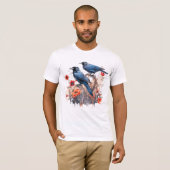 Crows Bird Crow Lover Blume T-Shirt (Vorne ganz)