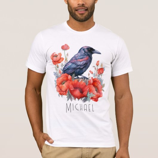 Crows Bird Crow Lover Blume T-Shirt (Vorderseite)