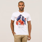Crows Bird Crow Lover Blume T-Shirt (Vorne ganz)
