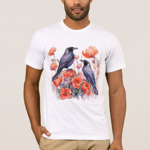 Crows Bird Crow Lover Blume T-Shirt