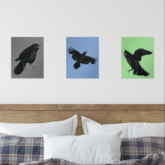Crows Black Birds Ravens Print Set (Schlafzimmer)