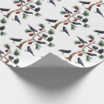 Crows Christmas Wrapping Paper Geschenkpapier<br><div class="desc">Auf diesem eleganten Urlaubspapier streichen Bäume mit roten Ziergegenständen.</div>
