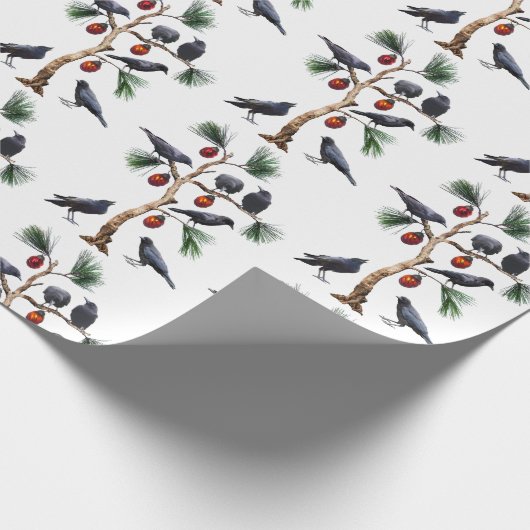 Crows Christmas Wrapping Paper Geschenkpapier (Ecke)