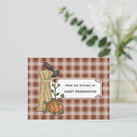 Crows Cornstalks Pumpkin Herbst Rezept Karten (Stehend Vorderseite)