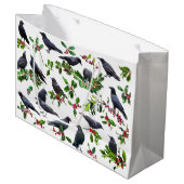 Crows Holly Gift Bag Große Geschenktüte (Vorderseite Schrägansicht)